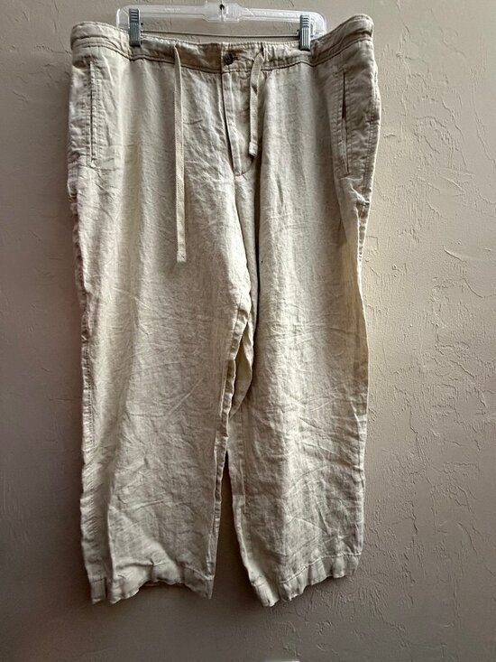 Tasso Elba Other - Tasso Elba Mens Linen Drawstring Casual Trouser Pants, Beige